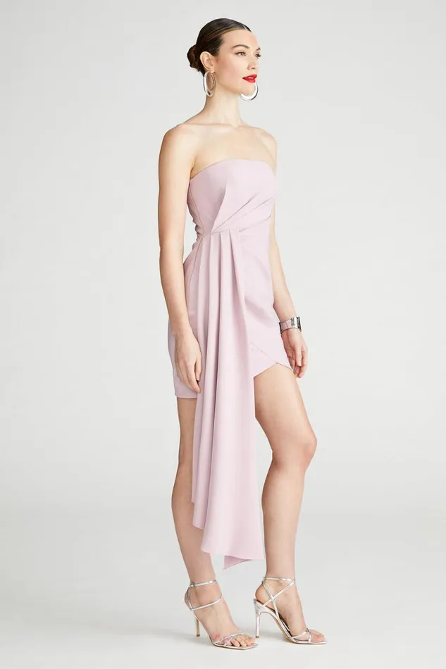 Nitara Dress In Crepe Mauve Blush Women Halston Dresses
