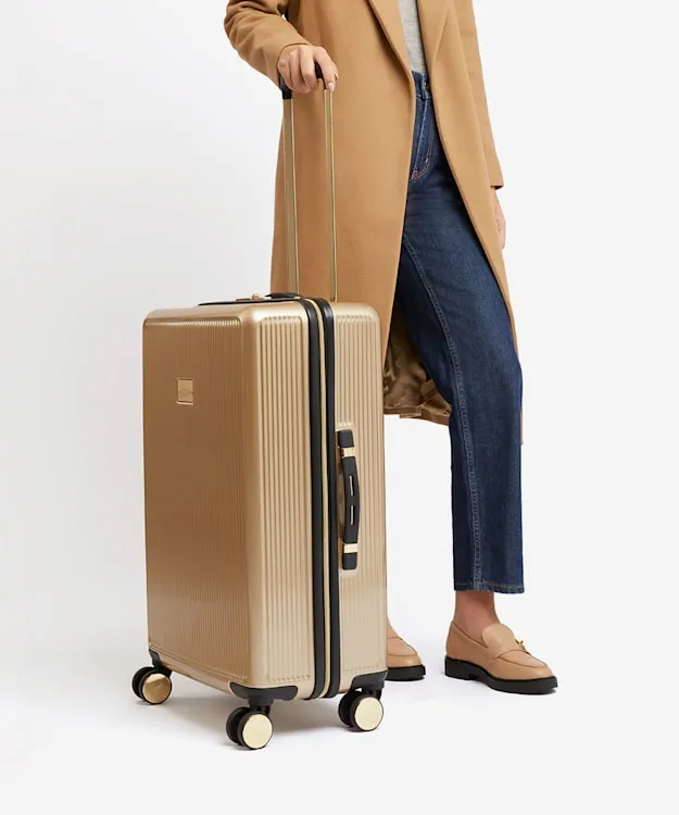 Olive Medium Gold Medium Suitcase Dune London Metallic Women Dune London Suitcases and Luggage