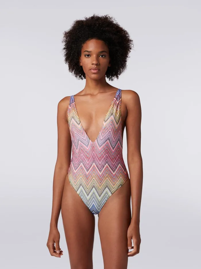 OnePiece Swimming Costume In Zigzag Print Fabric Multicoloured Women Missoni Swimsuits