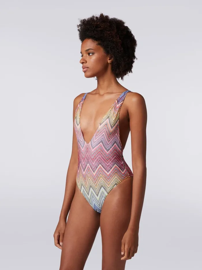 OnePiece Swimming Costume In Zigzag Print Fabric Multicoloured Women Missoni Swimsuits
