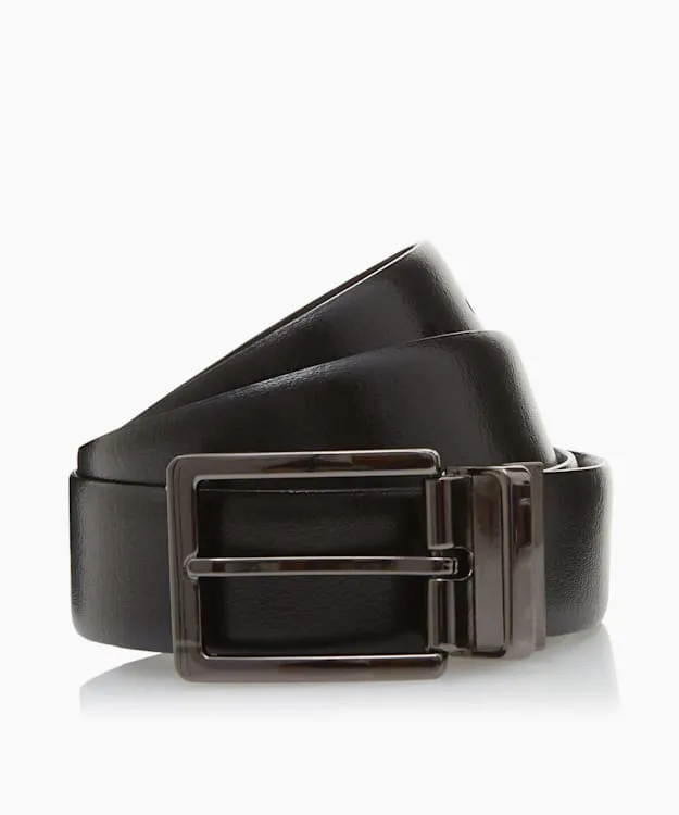 Opra Black Reversible Leather Belt Dune London Black Men Dune London Purses
