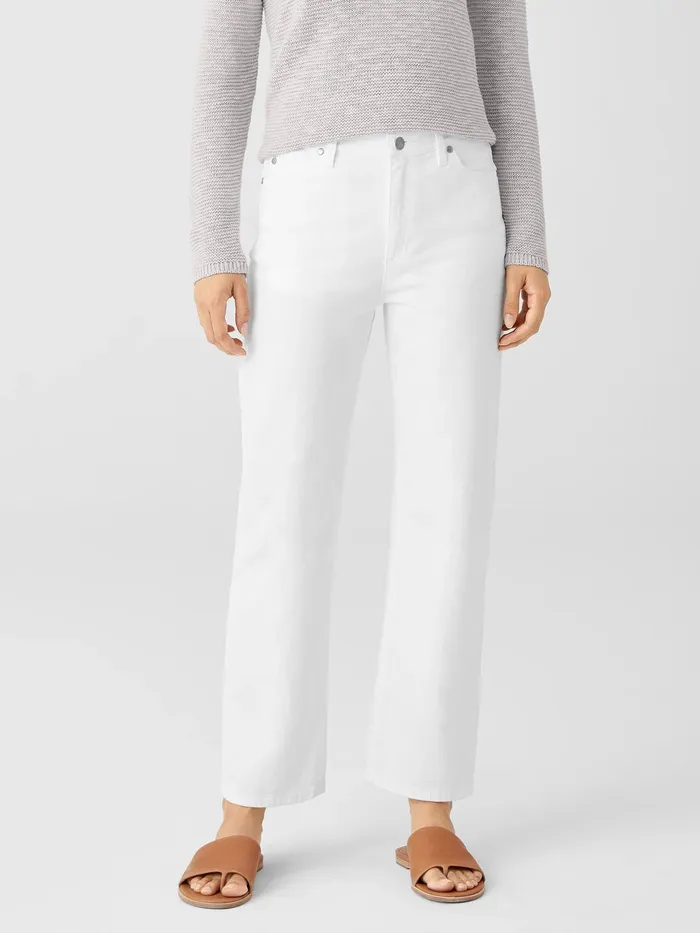 Organic Cotton Denim Straight Ankle Jean White Women Eileen Fisher Denim