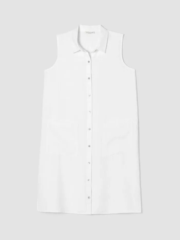 Organic Linen Sleeveless Dress White Women Eileen Fisher Petite