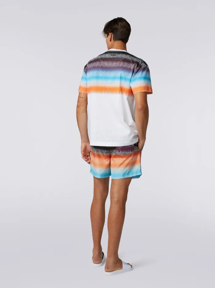 Oversized Cotton CrewNeck TShirt With Dgrad Zigzag Print Multicoloured Men Missoni Polos and Tshirts Oversized Cotton CrewNeck TShirt With Dgrad Zigzag Print Multicoloured Men Missoni Polos and Tshirts