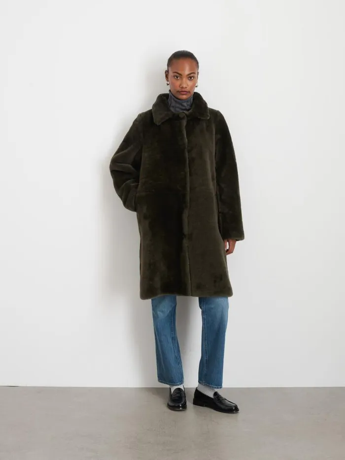Owen Barry X Alex Mill Shearling Dorset Coat Women Alex Mill Jackets Outerwear