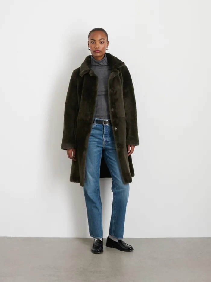 Owen Barry X Alex Mill Shearling Dorset Coat Women Alex Mill Jackets Outerwear