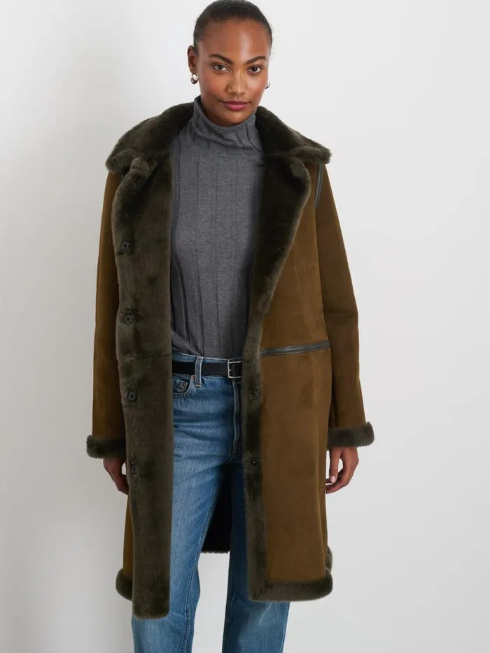 Owen Barry X Alex Mill Shearling Dorset Coat Women Alex Mill Jackets Outerwear