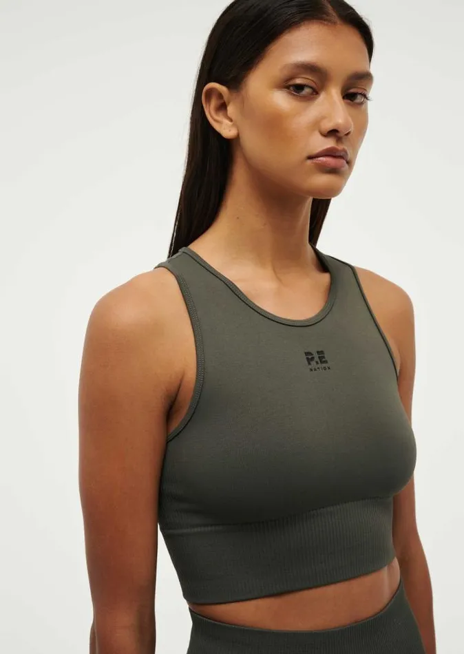 PE Nation Active Women RESTORE SEAMLESS TANK IN GUNMETAL PE Nation Active Women RESTORE SEAMLESS TANK IN GUNMETAL