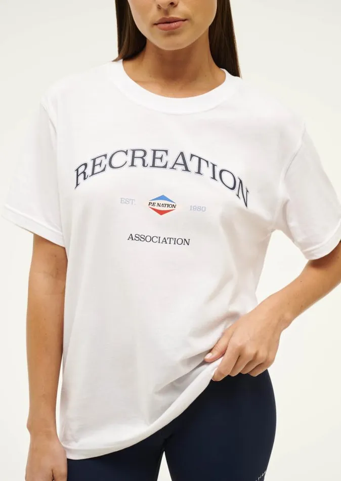 PE Nation Tees Women RECREATION TEE IN OPTIC WHITE PE Nation Tees Women RECREATION TEE IN OPTIC WHITE