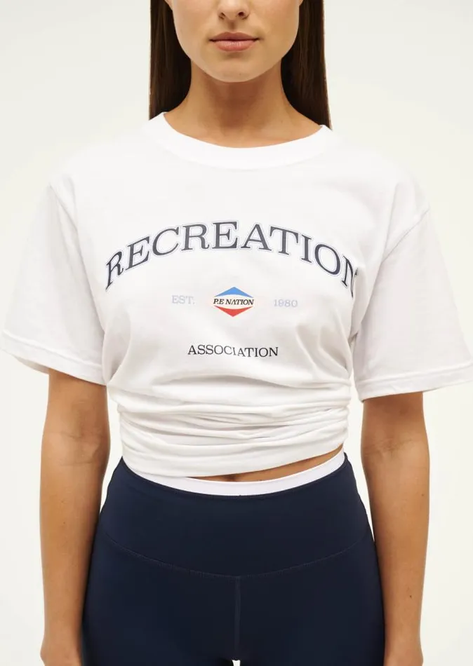 PE Nation Tees Women RECREATION TEE IN OPTIC WHITE PE Nation Tees Women RECREATION TEE IN OPTIC WHITE