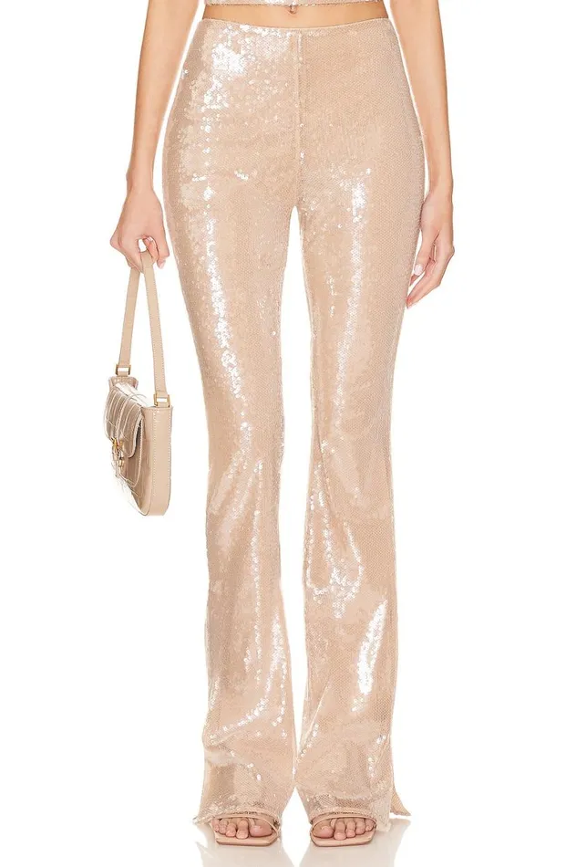 Pants Women Lovers and Friends Stevie Sequin Pant Nude Neutral
