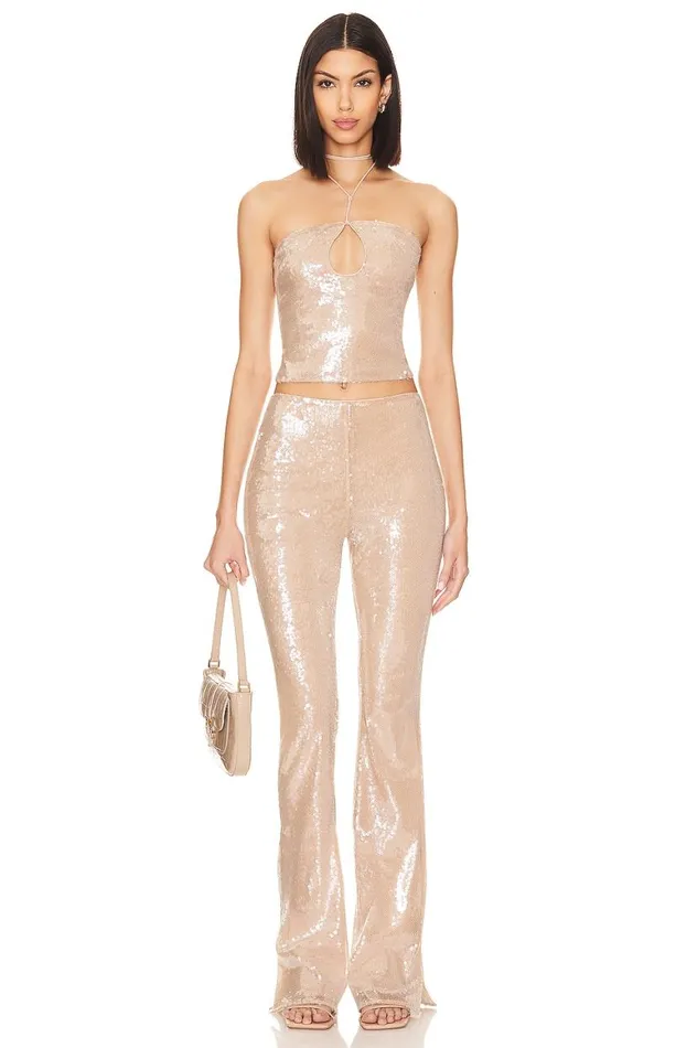 Pants Women Lovers and Friends Stevie Sequin Pant Nude Neutral
