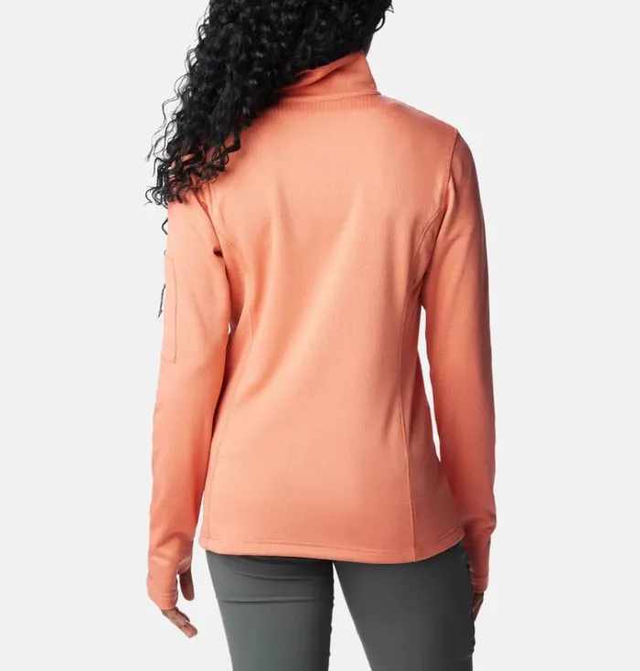 Park View Grid Half Zip Fleece Pullover Faded Peach Heather Womens Columbia Sportswear Pullovers and Tops