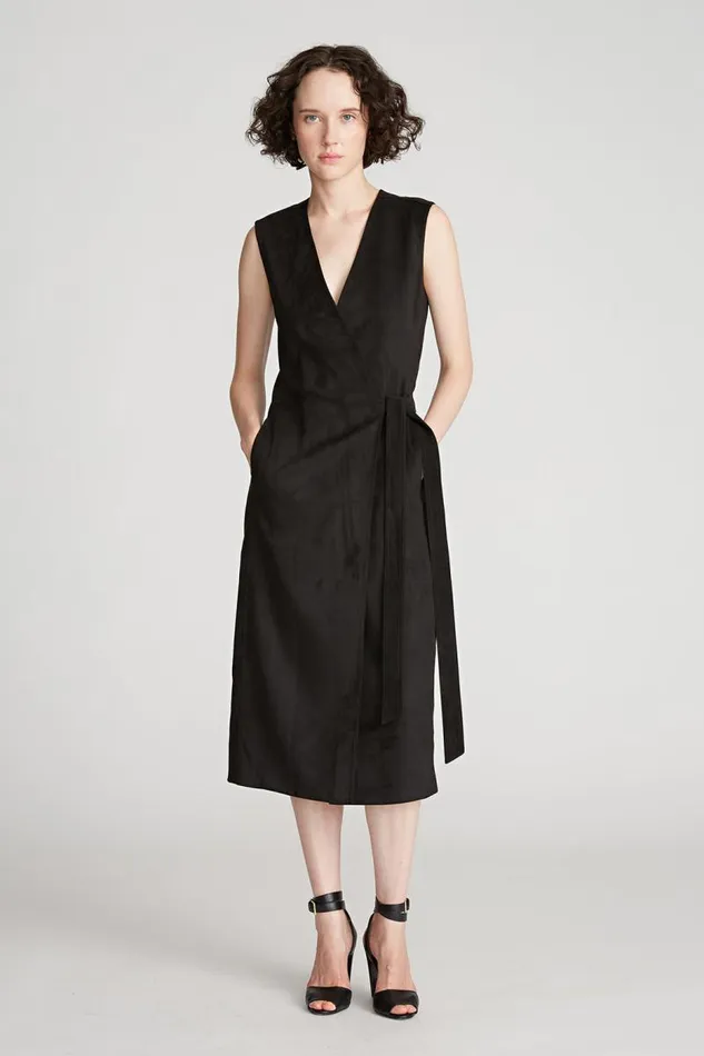 Paulina Dress In Ultrasuede Black Women Halston Knitwear