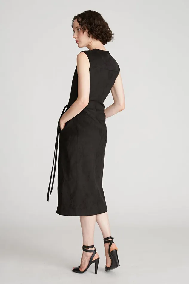 Paulina Dress In Ultrasuede Black Women Halston Knitwear Paulina Dress In Ultrasuede Black Women Halston Knitwear