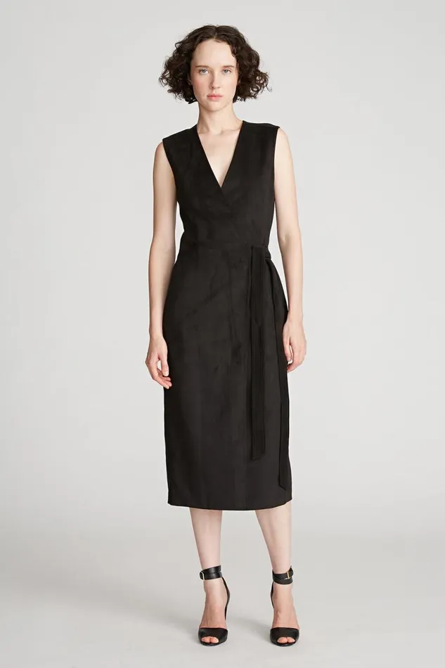 Paulina Dress In Ultrasuede Black Women Halston Knitwear Paulina Dress In Ultrasuede Black Women Halston Knitwear