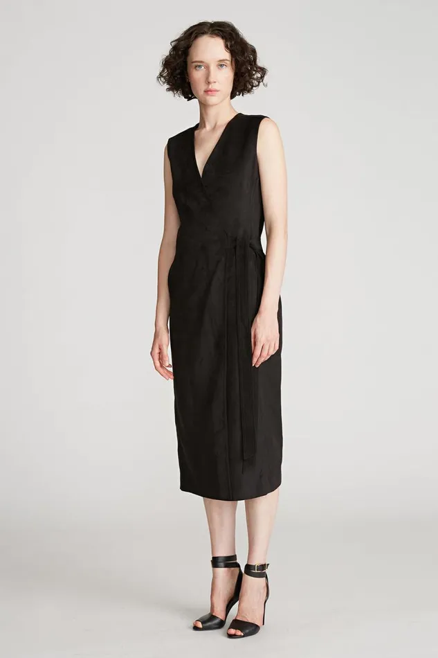 Paulina Dress In Ultrasuede Black Women Halston Knitwear Paulina Dress In Ultrasuede Black Women Halston Knitwear