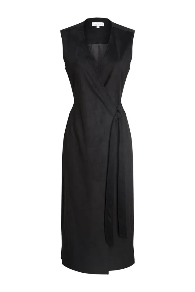 Paulina Dress In Ultrasuede Black Women Halston Knitwear Paulina Dress In Ultrasuede Black Women Halston Knitwear