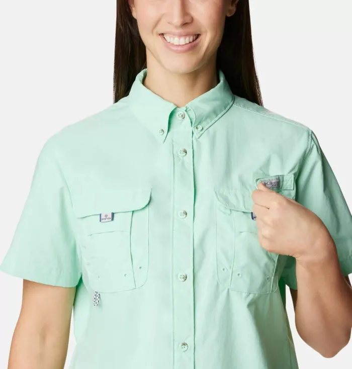 PFG Bahama Short Sleeve Shirt Mint Cay Womens Columbia Sportswear Short Sleeve PFG Bahama Short Sleeve Shirt Mint Cay Womens Columbia Sportswear Short Sleeve