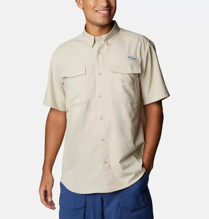 PFG Blood And Guts IV Woven Short Sleeve Shirt Fossil Mens Columbia Sportswear Short Sleeve PFG Blood And Guts IV Woven Short Sleeve Shirt Fossil Mens Columbia Sportswear Short Sleeve