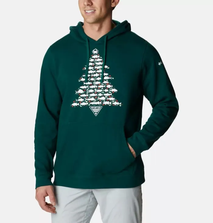 PFG Crested Beaut Hoodie Dark Ivy Fish Tree Graphic Mens Columbia Sportswear Sweatshirts and Hoodies PFG Crested Beaut Hoodie Dark Ivy Fish Tree Graphic Mens Columbia Sportswear Sweatshirts and Hoodies