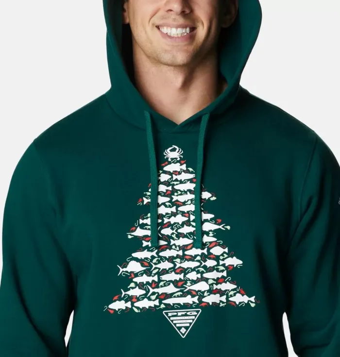 PFG Crested Beaut Hoodie Dark Ivy Fish Tree Graphic Mens Columbia Sportswear Sweatshirts and Hoodies PFG Crested Beaut Hoodie Dark Ivy Fish Tree Graphic Mens Columbia Sportswear Sweatshirts and Hoodies