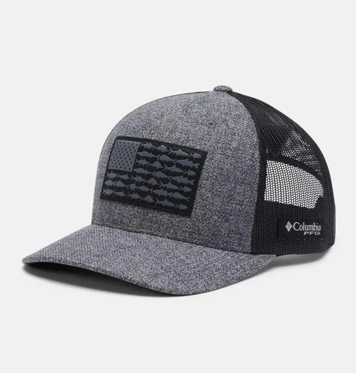 PFG Fish Flag Mesh Snapback 8211 High Crown Grill Heather Black Fish Flag MensWomens Columbia Sportswear Hats PFG Fish Flag Mesh Snapback 8211 High Crown Grill Heather Black Fish Flag MensWomens Columbia Sportswear Hats