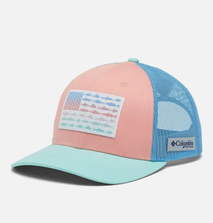 PFG Fish Flag Snapback Hat Sorbet White Cap Glf Stream Fish Flag Womens Columbia Sportswear Hats