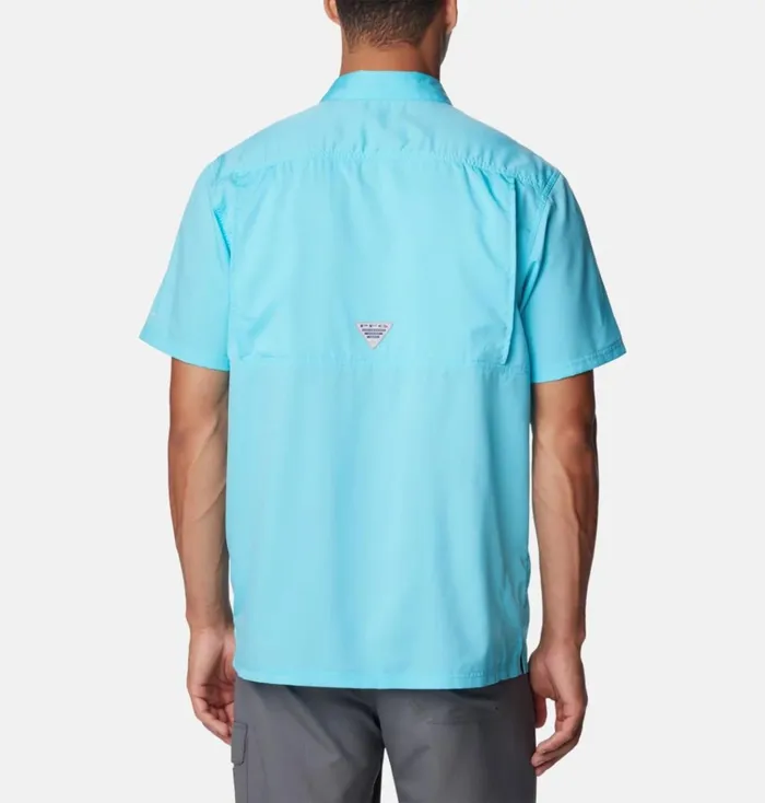 PFG Slack Tide Camp Shirt Opal Blue Mens Columbia Sportswear Short Sleeve
