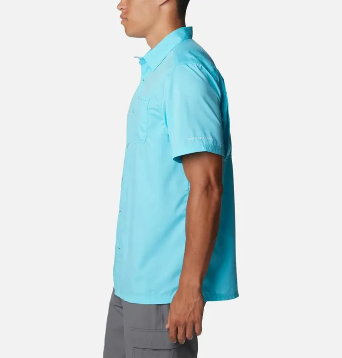 PFG Slack Tide Camp Shirt Opal Blue Mens Columbia Sportswear Short Sleeve
