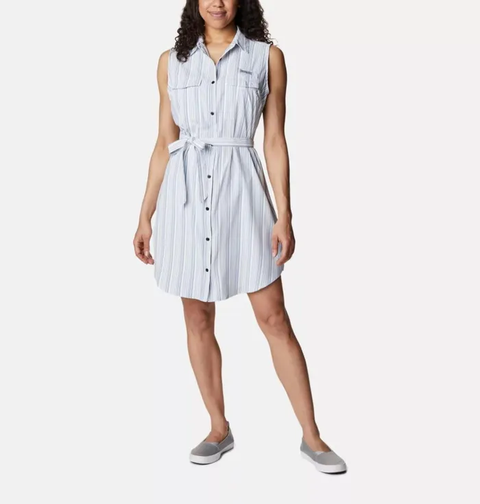 PFG Sun Drifter Woven Dress II Carbon Vertical Stripe Womens Columbia Sportswear Dresses PFG Sun Drifter Woven Dress II Carbon Vertical Stripe Womens Columbia Sportswear Dresses