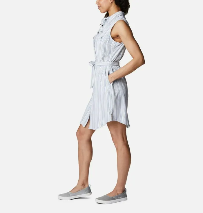 PFG Sun Drifter Woven Dress II Carbon Vertical Stripe Womens Columbia Sportswear Dresses PFG Sun Drifter Woven Dress II Carbon Vertical Stripe Womens Columbia Sportswear Dresses