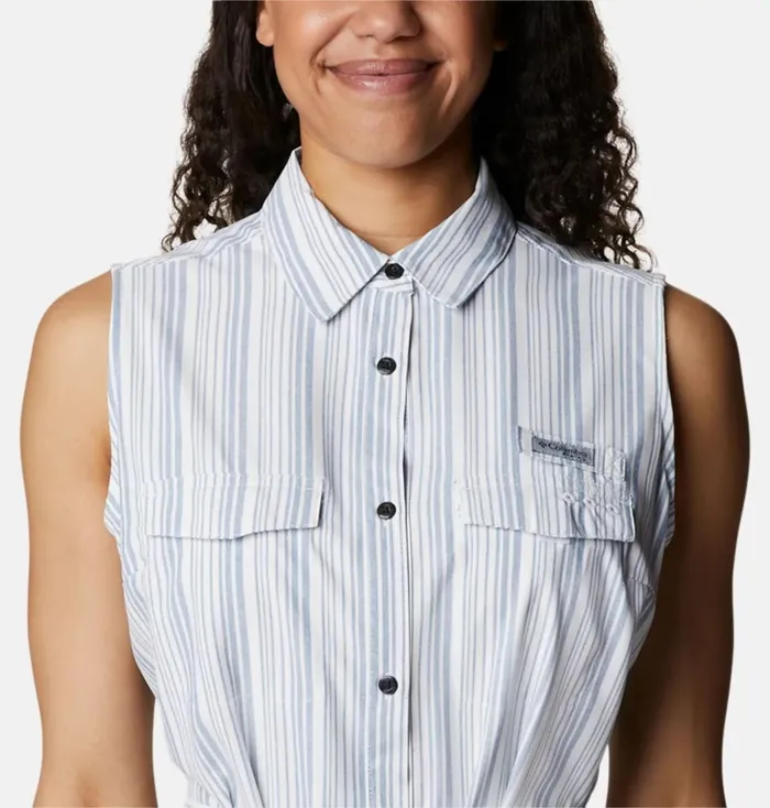 PFG Sun Drifter Woven Dress II Carbon Vertical Stripe Womens Columbia Sportswear Dresses PFG Sun Drifter Woven Dress II Carbon Vertical Stripe Womens Columbia Sportswear Dresses