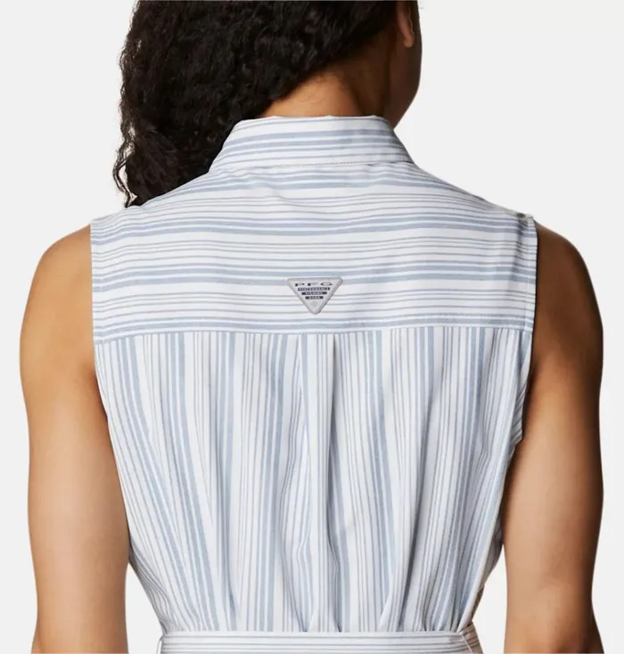 PFG Sun Drifter Woven Dress II Carbon Vertical Stripe Womens Columbia Sportswear Dresses PFG Sun Drifter Woven Dress II Carbon Vertical Stripe Womens Columbia Sportswear Dresses