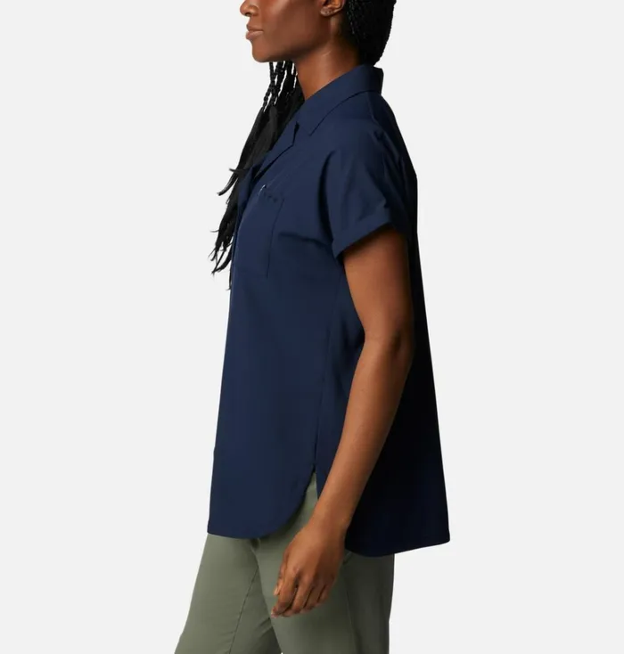 PFG Sun Drifter Woven Short Sleeve Shirt Collegiate Navy Womens Columbia Sportswear Short Sleeve PFG Sun Drifter Woven Short Sleeve Shirt Collegiate Navy Womens Columbia Sportswear Short Sleeve
