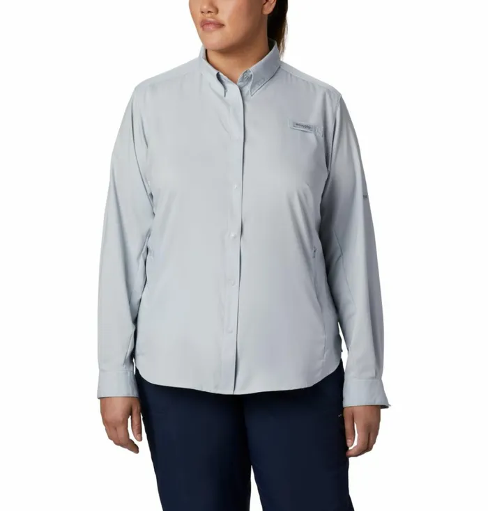PFG Tamiami II Long Sleeve Shirt 8211 Plus Size Cirrus Grey Womens Columbia Sportswear Long Sleeve PFG Tamiami II Long Sleeve Shirt 8211 Plus Size Cirrus Grey Womens Columbia Sportswear Long Sleeve