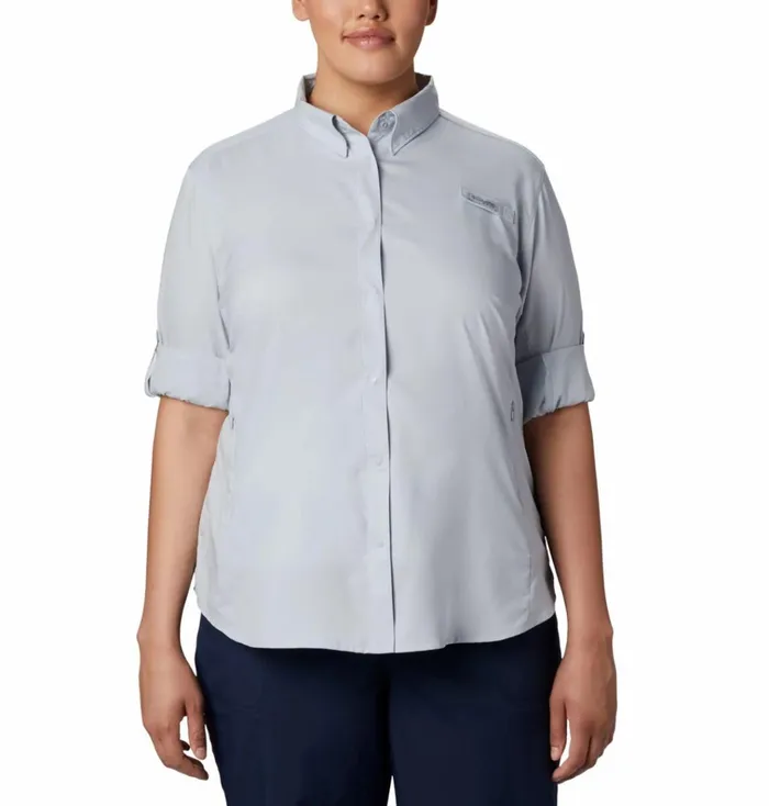 PFG Tamiami II Long Sleeve Shirt 8211 Plus Size Cirrus Grey Womens Columbia Sportswear Long Sleeve PFG Tamiami II Long Sleeve Shirt 8211 Plus Size Cirrus Grey Womens Columbia Sportswear Long Sleeve