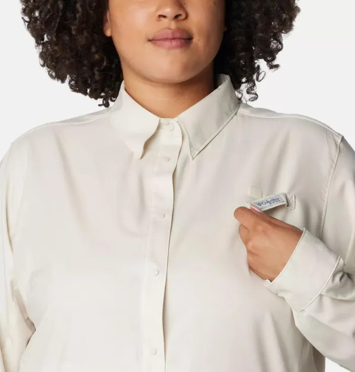 PFG Tamiami II Long Sleeve Shirt 8211 Plus Size Stone Womens Columbia Sportswear Long Sleeve PFG Tamiami II Long Sleeve Shirt 8211 Plus Size Stone Womens Columbia Sportswear Long Sleeve