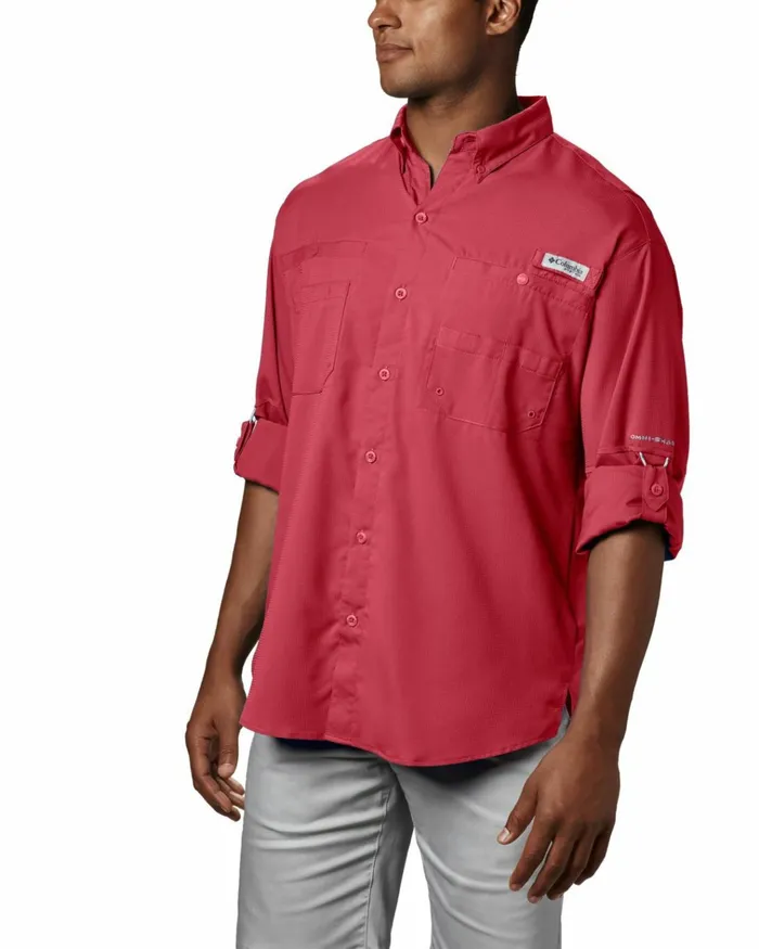 PFG Tamiami II Long Sleeve Shirt Sunset Red Mens Columbia Sportswear Long Sleeve PFG Tamiami II Long Sleeve Shirt Sunset Red Mens Columbia Sportswear Long Sleeve