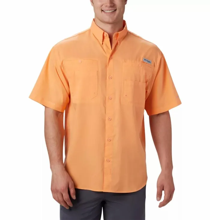 PFG Tamiami II Short Sleeve Shirt Bright Nectar Mens Columbia Sportswear Short Sleeve