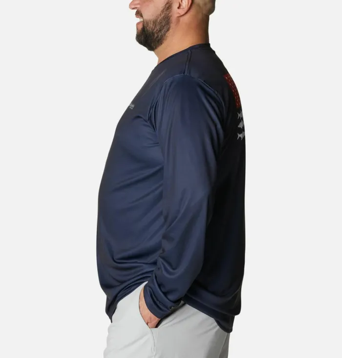 PFG Terminal Tackle Fish Flag Long Sleeve Shirt 8211 Big Collegiate Navy Red Spark Mens Columbia Sportswear Long Sleeve PFG Terminal Tackle Fish Flag Long Sleeve Shirt 8211 Big Collegiate Navy Red Spark Mens Columbia Sportswear Long Sleeve