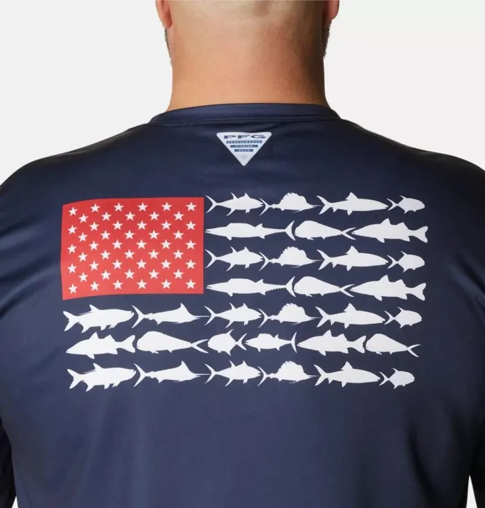 PFG Terminal Tackle Fish Flag Long Sleeve Shirt 8211 Big Collegiate Navy Red Spark Mens Columbia Sportswear Long Sleeve PFG Terminal Tackle Fish Flag Long Sleeve Shirt 8211 Big Collegiate Navy Red Spark Mens Columbia Sportswear Long Sleeve