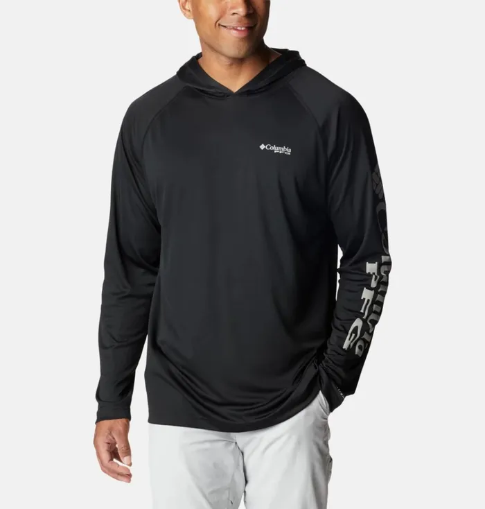 PFG Terminal Tackle Hoodie 8211 Tall Black Cool Grey Logo Mens Columbia Sportswear Long Sleeve PFG Terminal Tackle Hoodie 8211 Tall Black Cool Grey Logo Mens Columbia Sportswear Long Sleeve