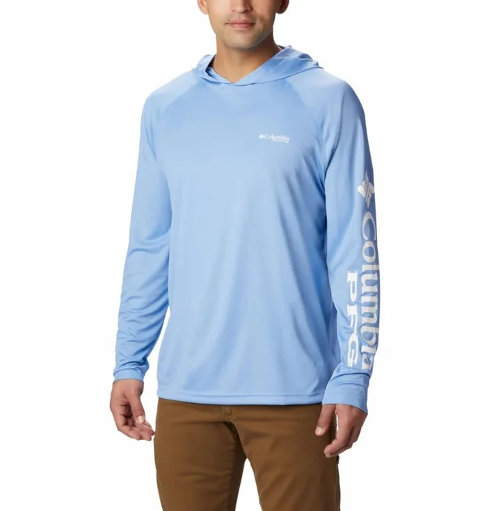 PFG Terminal Tackle Hoodie White Cap White Logo Mens Columbia Sportswear Long Sleeve