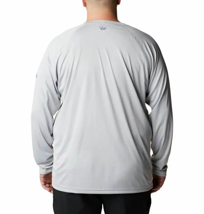 PFG Terminal Tackle Long Sleeve Shirt 8211 Big Cool Grey Vivid Blue Logo Mens Columbia Sportswear Long Sleeve PFG Terminal Tackle Long Sleeve Shirt 8211 Big Cool Grey Vivid Blue Logo Mens Columbia Sportswear Long Sleeve