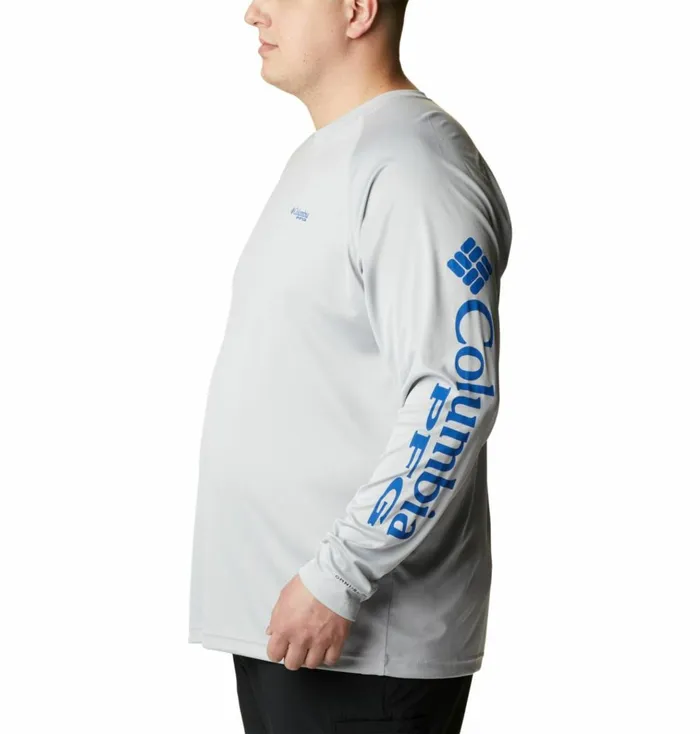 PFG Terminal Tackle Long Sleeve Shirt 8211 Big Cool Grey Vivid Blue Logo Mens Columbia Sportswear Long Sleeve PFG Terminal Tackle Long Sleeve Shirt 8211 Big Cool Grey Vivid Blue Logo Mens Columbia Sportswear Long Sleeve