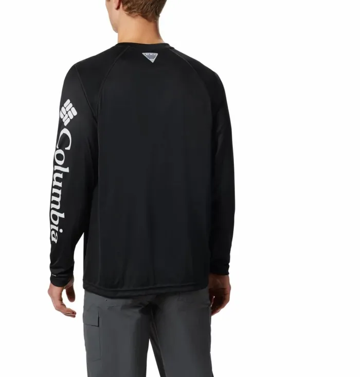 PFG Terminal Tackle Long Sleeve Shirt Black Cool Grey Logo Mens Columbia Sportswear Long Sleeve PFG Terminal Tackle Long Sleeve Shirt Black Cool Grey Logo Mens Columbia Sportswear Long Sleeve