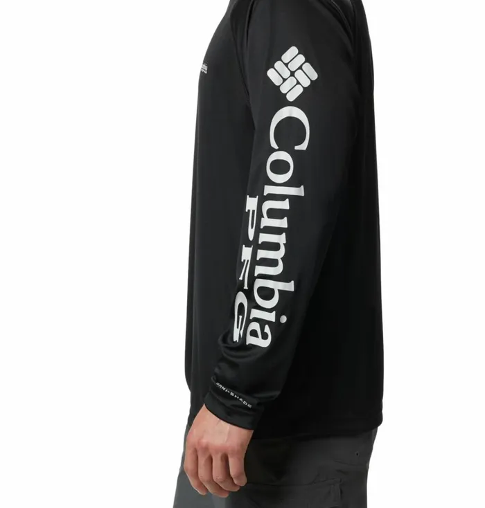 PFG Terminal Tackle Long Sleeve Shirt Black Cool Grey Logo Mens Columbia Sportswear Long Sleeve PFG Terminal Tackle Long Sleeve Shirt Black Cool Grey Logo Mens Columbia Sportswear Long Sleeve