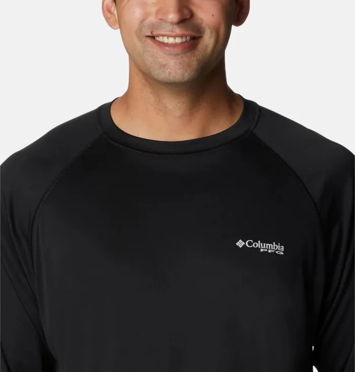 PFG Terminal Tackle Long Sleeve Shirt Black Cool Grey Logo Mens Columbia Sportswear Long Sleeve PFG Terminal Tackle Long Sleeve Shirt Black Cool Grey Logo Mens Columbia Sportswear Long Sleeve