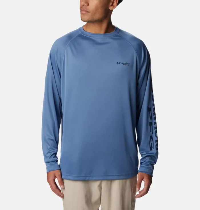 PFG Terminal Tackle Long Sleeve Shirt Bluestone Collegiate Navy Logo Mens Columbia Sportswear Long Sleeve PFG Terminal Tackle Long Sleeve Shirt Bluestone Collegiate Navy Logo Mens Columbia Sportswear Long Sleeve